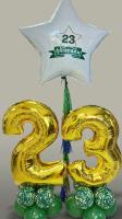Цифра двадцать три на подставке и звезда с надписью