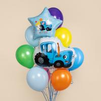 Фигура Синий трактор + звезда синий трактор + 8 шаров без рисунка   