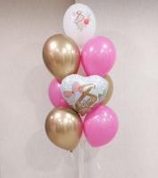 Фонтан с розовыми, золотыми шарами и сердцем с рисунком