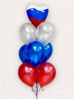 Фонтан из шаров триколор с фольгированным сердцем 
