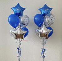 Фонтан из синих и серебряных шаров 