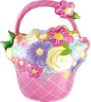 Фольгированный шар корзинка с цветами