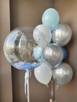 Шар с надписью и фонтан