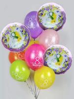 Фонтан из шаров с рисунком на 8 марта