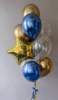 Фонтан из золотых и синих шаров для мужчины