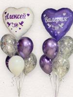 Фонтаны с сердцами и сиреневыми шарами