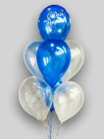 Фонтан из синих и белых шаров