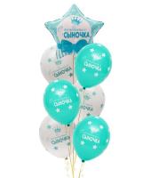 Фонтан из шаров на выписку мальчика