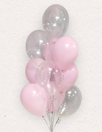 Нежно розовые и прозрачные воздушные шары