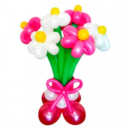 Цветы из воздушных шаров с подставкой