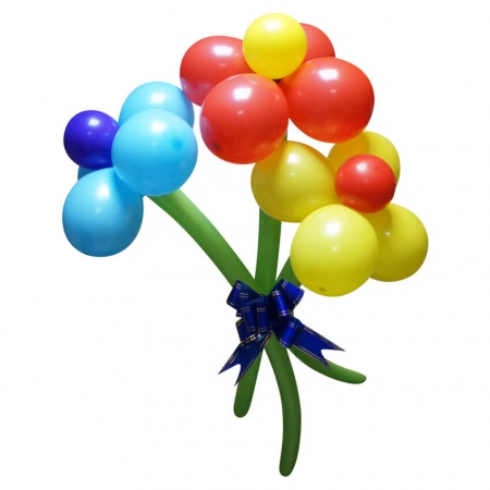  Голубые, красные и жёлтые цветы из воздушных шаров