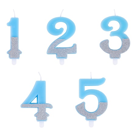 Свечи-цифры Голубой блеск 7,5см