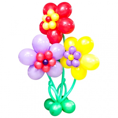  Разноцветные большие цветы из воздушных шаров