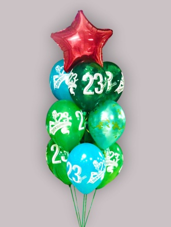 Фонтны из шаров с надписями на 23 февраля 
