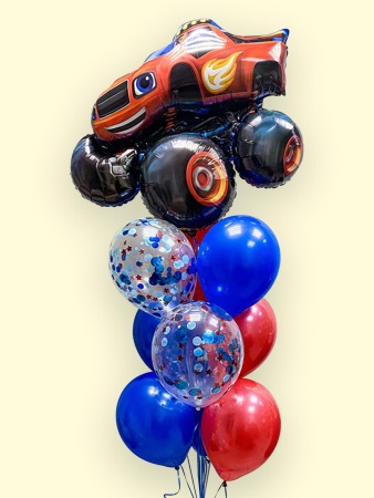 Фонтан из воздушных шаров с машиной
